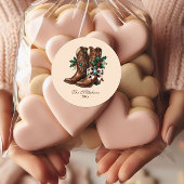 Western Bow & Boots Christmas  Ronde Sticker