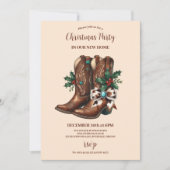 Western Bow & Boots Kerst Kaart (Voorkant)