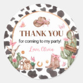 Western Bows Pink Cowgirl Verjaardag Ronde Sticker (Voorkant)