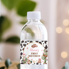 Western Bows Pink Cowgirl Verjaardag Waterfles Etiket