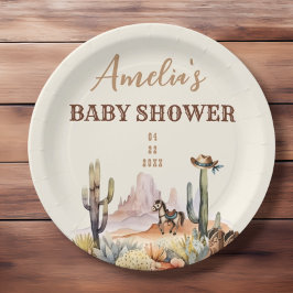Western Boy A Little Cowboy Bruin Baby shower Papieren Bordje