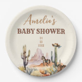 Western Boy A Little Cowboy Bruin Baby shower Papieren Bordje (Voorkant)