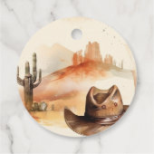 Western Boy A Little Cowboy Rustiek Baby shower Bedankjes Labels (Achterkant)