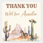 Western Boy A Little Cowboy Rustiek Baby shower Vierkante Sticker (Voorkant)