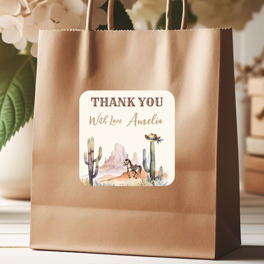Western Boy A Little Cowboy Rustiek Baby shower Vierkante Sticker