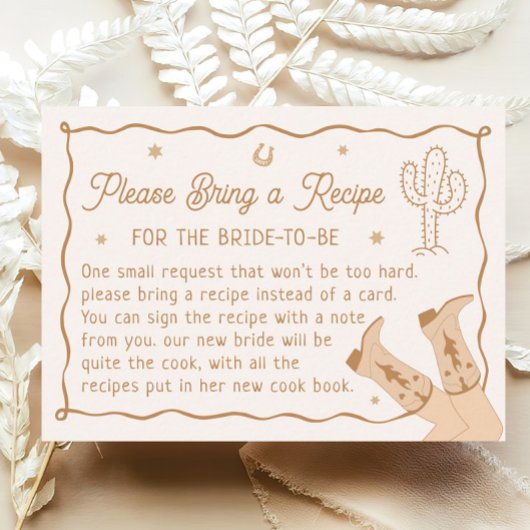 Western Bridal Shower Recipe Request Informatiekaartje