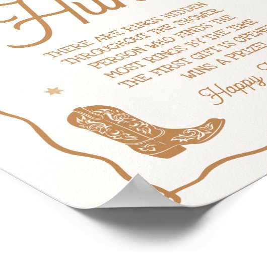 Western Bridal Shower Ring Hunt Game Poster (Hoek)