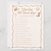 Western Bridal Shower What Did the Groom Say Game  Kaart (Voorkant)