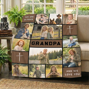 Western Brown 12 Foto Aangepaste Naam Opa Erfenis Fleece Deken
