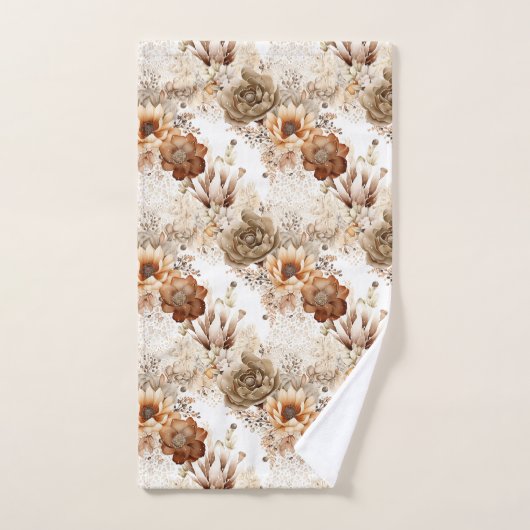 Western Brown Cream Southwest Floral Bad Handdoek (Handdoek)