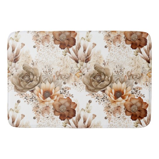 Western Brown Cream Southwest Floral Badmat (Voorkant)