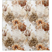 Western Brown Cream Southwest Floral Douchegordijn (Voorkant)