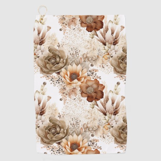 Western Brown Cream Southwest Floral Golfhanddoek (Voorkant)