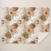 Western Brown Cream Southwest Floral Sherpa Deken (Voorkant (horizontaal))