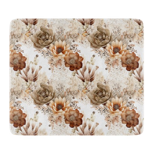 Western Brown Cream Southwest Floral Snijplank (Voorkant)