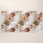 Western Brown Cream Southwest Floral Strandlaken (Voorkant)