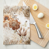 Western Brown Cream Southwest Floral Theedoek (Quarter Fold)