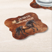 Western Brown Howdy Cowboy Brown Kartonnen Onderzetters (Gekanteld)