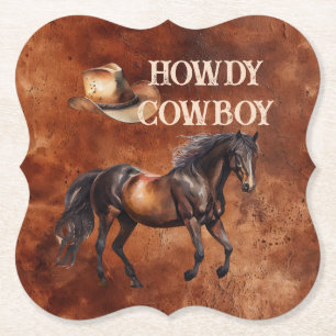 Western Brown Howdy Cowboy Brown Kartonnen Onderzetters