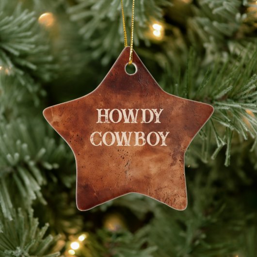 Western Brown Howdy Cowboy Brown Keramisch Ornament (Boom)
