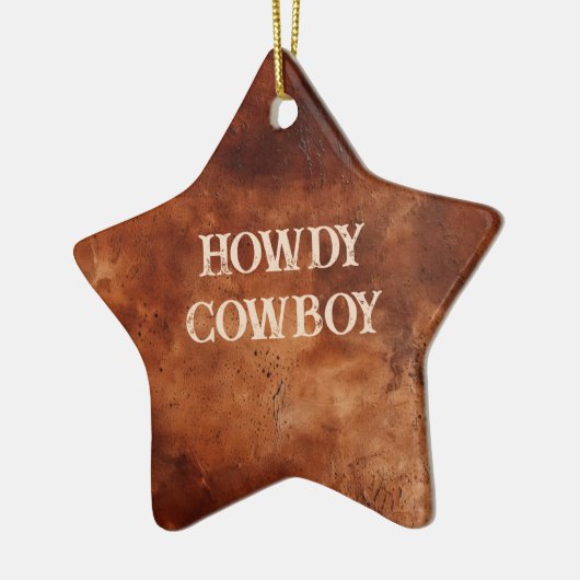 Western Brown Howdy Cowboy Brown Keramisch Ornament (Links)