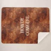 Western Brown Howdy Cowboy Brown Sherpa Deken (Voorkant (horizontaal))