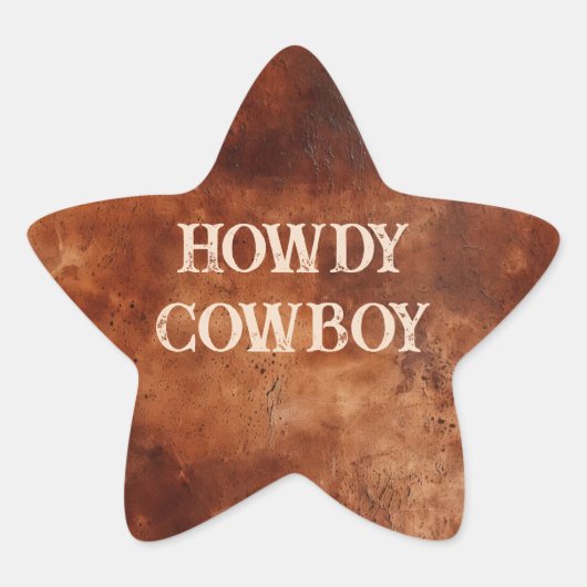 Western Brown Howdy Cowboy Brown Ster Sticker (Voorkant)