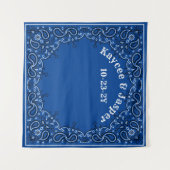 Western Bruiloft Blauw Bandana Foto Achtergrond Wandkleed (Voorkant (horizontaal))