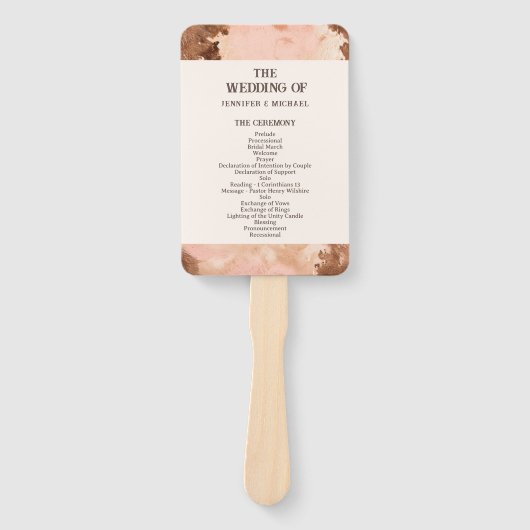 Western Bruiloft Blush Koeienhuid Bruiloft Hand Fa Handwaaier (Voorkant)