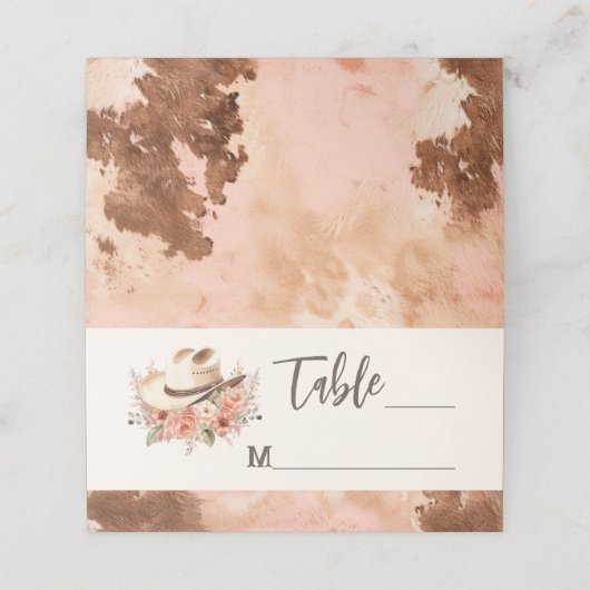 Western Bruiloft Blush Koeienhuid Plaatskaartje (Buitenkant ongevouwen)