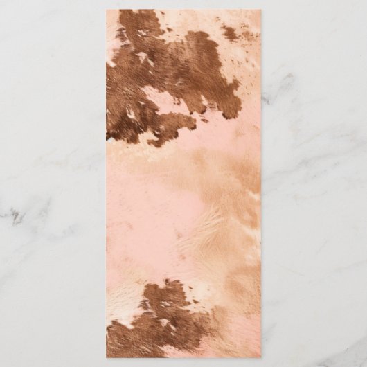 Western Bruiloft Blush Roze Koeienhuid Bruiloft Menu (Achterkant)