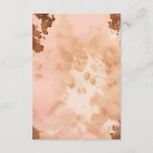 Western Bruiloft Blush Roze Koeienhuid Details Informatiekaartje (Achterkant)