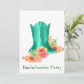 Western Bruiloft Cowboy Boots Bloemen Bachelorette Kaart (Staand voorkant)
