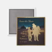 Western Bruiloft Cowboy Cowgirl Save The Date Magneet (Voorkant / Achterkant)