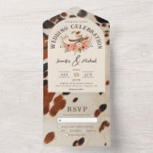 Western Bruiloft Koeienhuid Alles in een All In One Uitnodiging (Binnen)