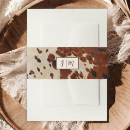 Western Bruiloft Koeienhuid Belly Band Uitnodigingen Wikkel