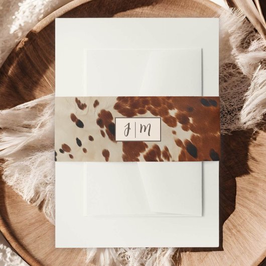 Western Bruiloft Koeienhuid Belly Band Uitnodigingen Wikkel