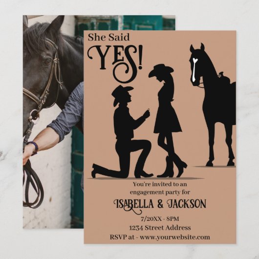 Western Bruiloft Verloving Kaart (Voorkant / Achterkant)