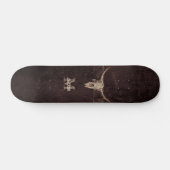 Western bruin beige Old Rustic Bull Skull Monogram Persoonlijk Skateboard (Horizontaal)
