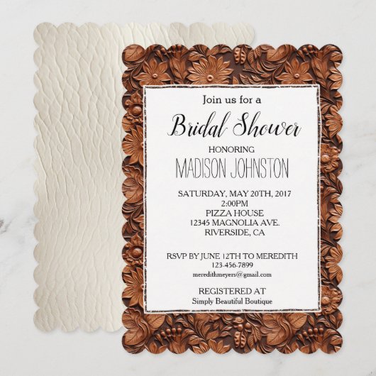 Western bruin bloemencrème cowgirl kaart (Voorkant / Achterkant)