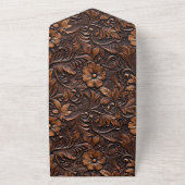 Western bruin cowgirl bloemig all in one uitnodiging (Buitenkant)