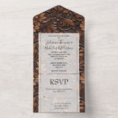 Western bruin cowgirl bloemig all in one uitnodiging (Binnen)