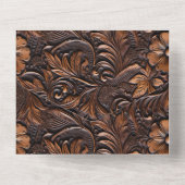 Western bruin cowgirl bloemig all in one uitnodiging (Achterkant)