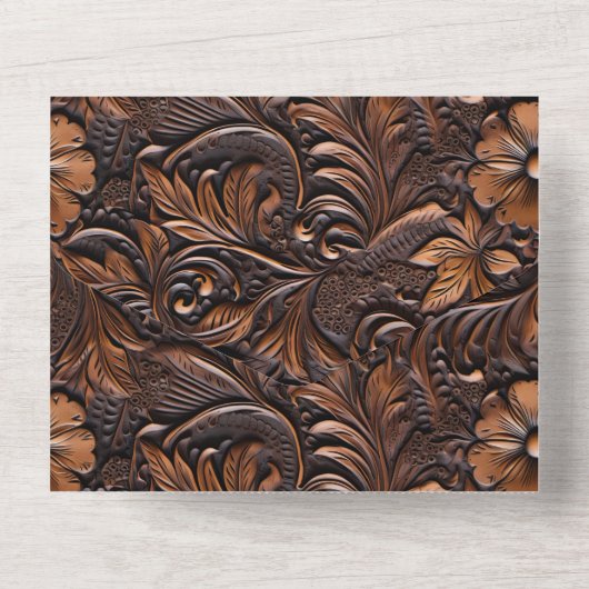 Western bruin cowgirl bloemig all in one uitnodiging (Achterkant)