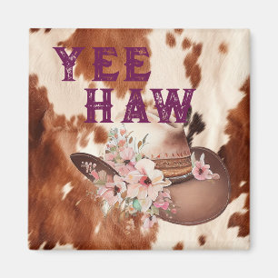 Western bruin crème bloemig cowgirl Pet Magneet
