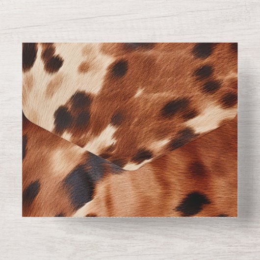 Western bruin crème cowboy Koeienhuid All In One Uitnodiging (Achterkant)