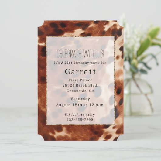 Western bruin crème cowboy Koeienhuid Kaart (Staand voorkant)