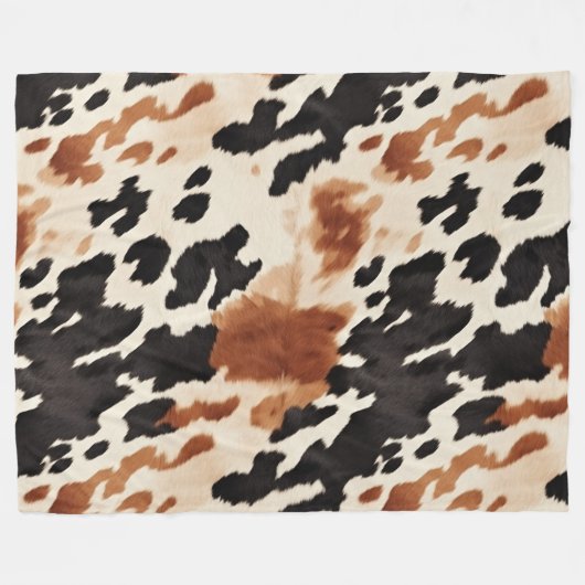 Western bruin crème dierlijk Koeienhuid Fleece Deken (Voorkant (Horizontaal))
