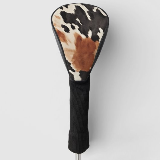 Western bruin crème dierlijk Koeienhuid Golfheadcover (Voorkant)