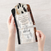 Western bruin crème Koeienhuid All In One Uitnodiging (Afscheurbaar)